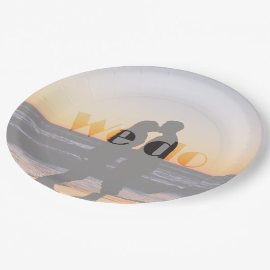 Wir tun - Sommer-Hochzeitspapierplatte Pappteller (Schrägansicht)