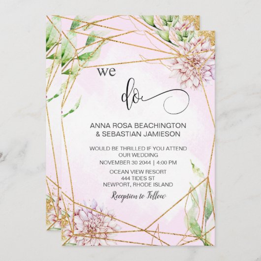 *~* WIR TUN UAWG Hochzeit mit geometrischer Darste Einladung (Vorne/Hinten)