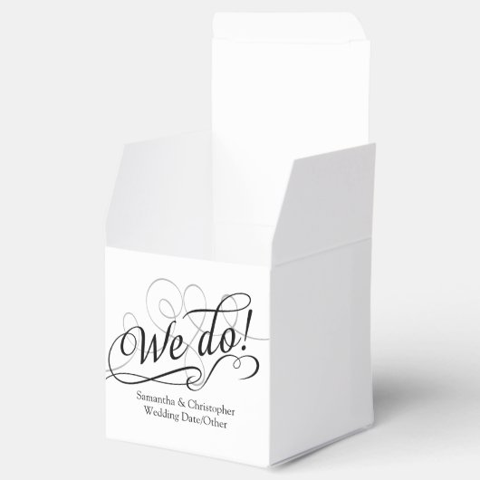 Wir tun, White Wedding Swirl Personalisiert Gefall Geschenkschachtel (Geöffnet)