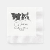 Wir tun zu Schwarz-Weiß-Hund Personalisiert Napkin Serviette (Vorderseite)