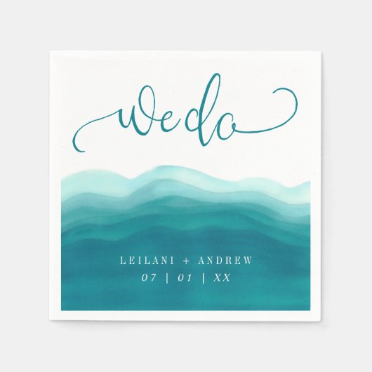 Wir tunTeal Ombre Wasserfarbe Wave Hochzeit Serviette (Vorderseite)