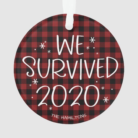 Wir überlebten 2020 die lustige Covid Pandemie Wei Ornament (Rückseite)