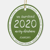 Wir überlebten 2020 Grün Keramik Ornament (Links)