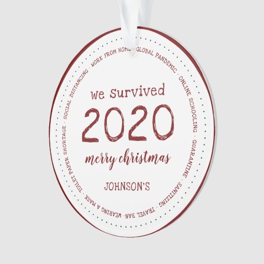 Wir überlebten 2020 Name Acryl Ornament (Vorderseite)