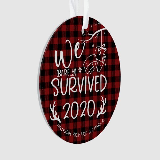 Wir überlebten 2020 Niedliche Covid Weihnachten Ornament (Vorderseite)
