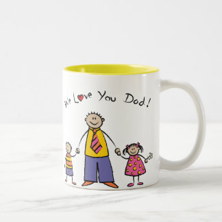 Wir Vatertag Liebe-Sie Vater-Cartoon-Familien-der Zweifarbige Tasse