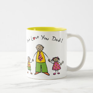 Wir Vatertag Liebe-Sie Vater-Cartoon-Familien-der Zweifarbige Tasse