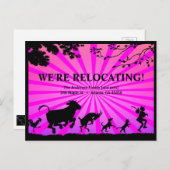 Wir verlagern die farbenfrohe Ankündigung, Postkarte (Vorne/Hinten)