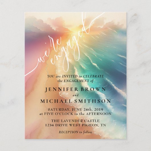 Wir Verlobt Ocean Beach Watercolor Summer Sun Flyer (Vorne)