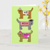 Wir vermissen Sie Cartoon Hunde in Hats und Coats Karte (Gelbe Blume)