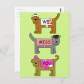 Wir vermissen Sie Cartoon Hunde in Hats und Coats Postkarte (Vorne/Hinten)
