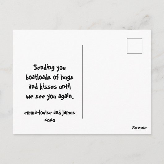 Wir vermissen Sie Rainbow Sloth Grandeleltern Post Postkarte (Rückseite)