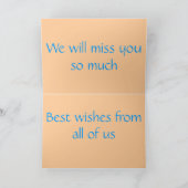 Wir verpassen Sie > Abschiedskarten Karte (Innenseite)