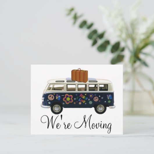 Wir verschieben Retro Van Notification Postkarten (Stehend Vorderseite)