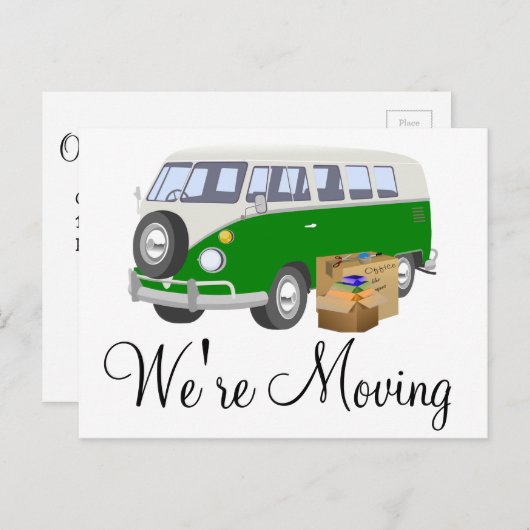 Wir verschieben Retro Van Notification Postkarten (Vorne/Hinten)