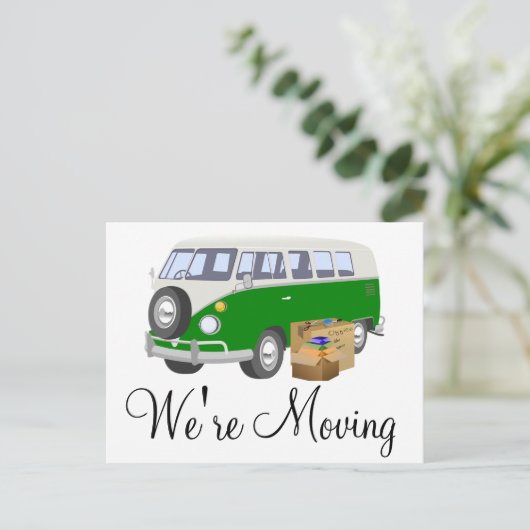 Wir verschieben Retro Van Notification Postkarten (Stehend Vorderseite)