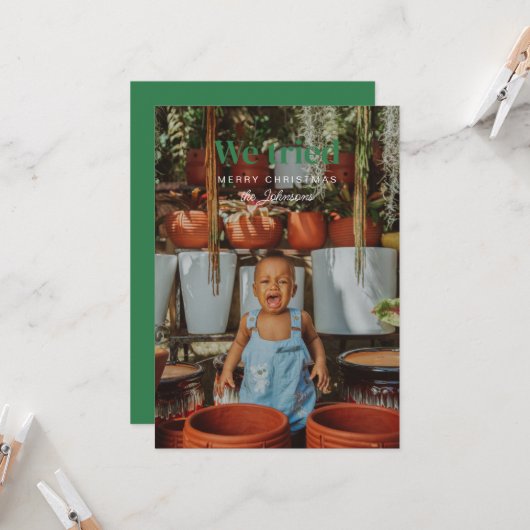 Wir versuchten die Weihnachts-Weihnachtskarte für Einladung (Vorderseite/Rückseite Beispiel)