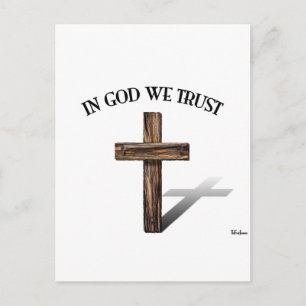 Wir vertrauen auf Gott mit robustem Kreuz Postkarte