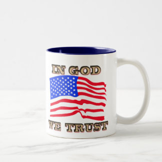 Wir vertrauen der amerikanischen Fahne-Tasse Zweifarbige Tasse