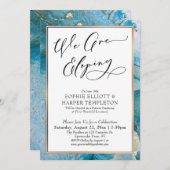 Wir vertreiben nur Aquamarin- und Goldfarben-Empfa Einladung (Vorne/Hinten)