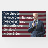 Wir wählen Wissenschaft und Hoffnung Joe Biden Zit Banner (Horizontal)