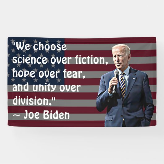 Wir wählen Wissenschaft und Hoffnung Joe Biden Zit Banner (Horizontal)