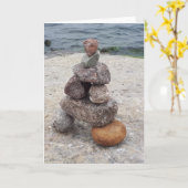 Wir waren hier - Inuksuk, Stein, leere Grußkarte Karte (Gelbe Blume)
