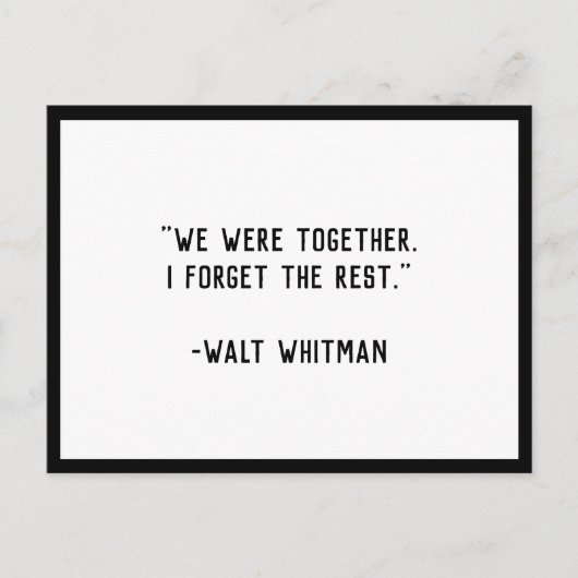 Wir waren zusammen Whitman Zitat Postkarte (Vorderseite)