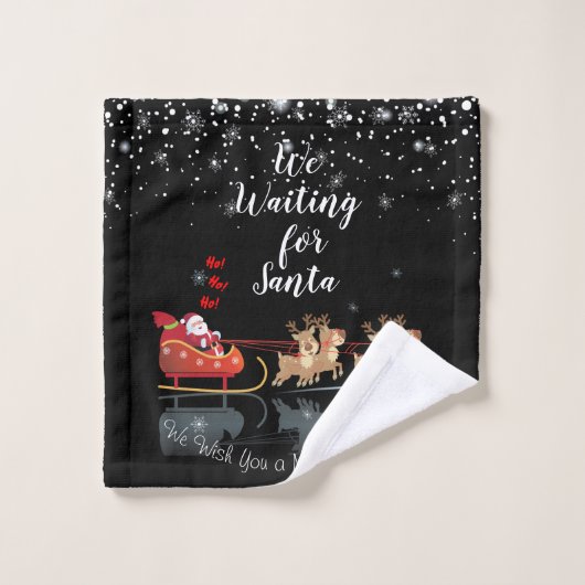 Wir Wartete für Santa Ho! Ho! Ho! Winterurlaub Badhandtuch Set (Waschlappen)