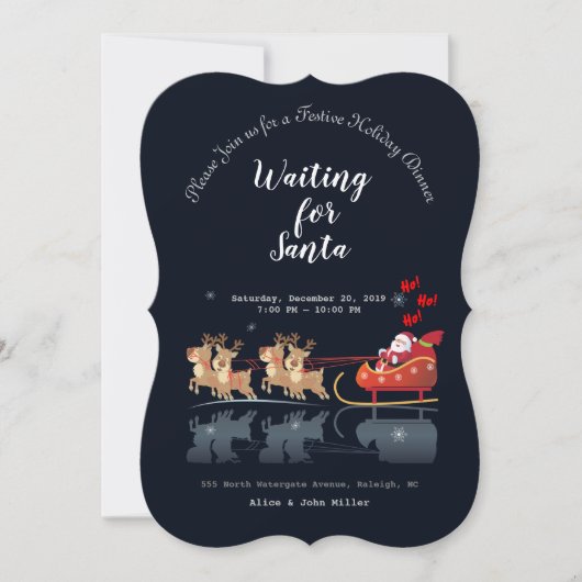 Wir Wartete für Santa Ho! Ho! Ho! Winterurlaub Einladung (Vorderseite)