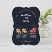 Wir Wartete für Santa Ho! Ho! Ho! Winterurlaub Einladung (Stehend Vorderseite)