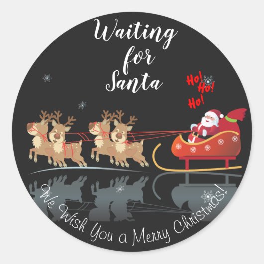Wir Wartete für Santa Ho! Ho! Ho! Winterurlaub Runder Aufkleber (Vorderseite)