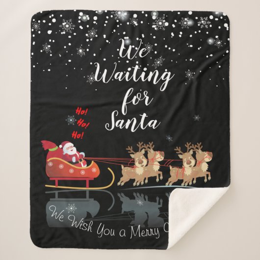 Wir Wartete für Santa Ho! Ho! Ho! Winterurlaub Sherpadecke (Vorderseite)