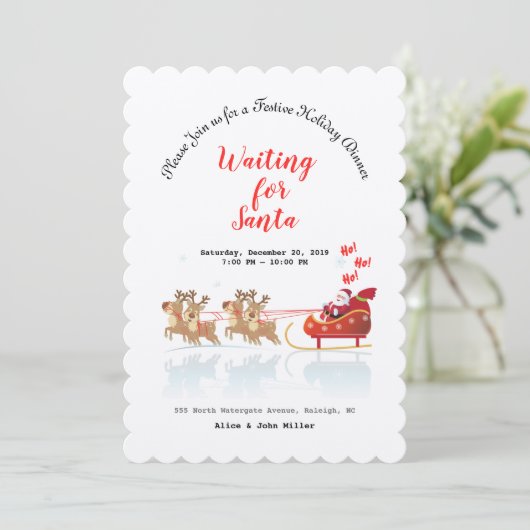 Wir warteten Sankt Ho! Ho! Ho! Winterurlaub Einladung (Stehend Vorderseite)