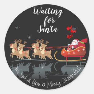Wir warteten Sankt Ho! Ho! Ho! Winterurlaub Runder Aufkleber