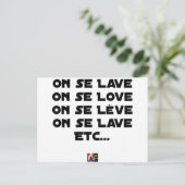 WIR WASCHEN UNS, WIR GEHEN REIN, STEHEN AUF, WASCH POSTKARTE (Stehend Vorderseite)