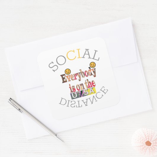 Wir werden COVID-19 überleben: Eine Botschaft der  Quadratischer Aufkleber (Umschlag)