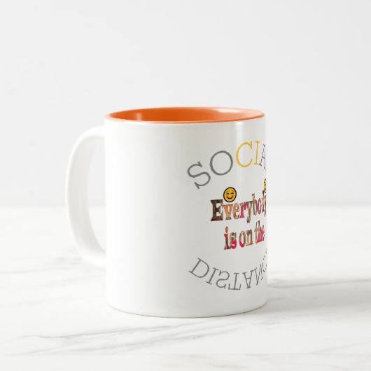 Wir werden COVID-19 überleben - eine Botschaft der Zweifarbige Tasse (Vorderseite Links)