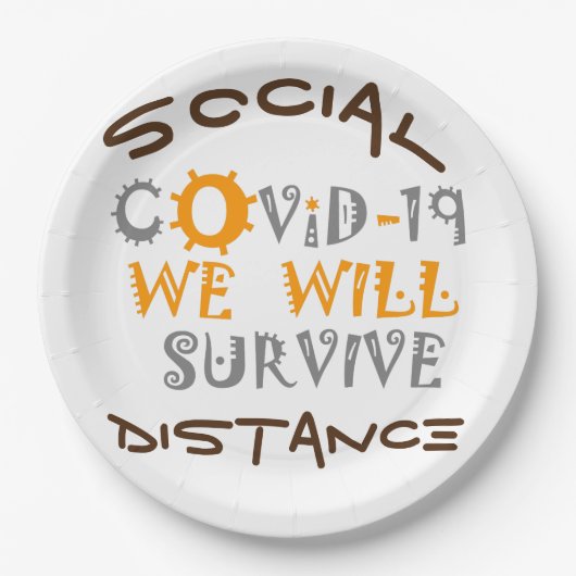 Wir werden COVID-19 überleben - Stärke und Widerst Pappteller (Vorderseite)