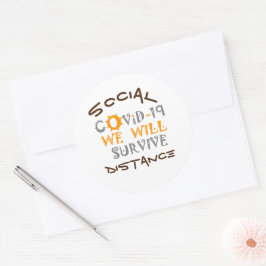 Wir werden COVID-19 überleben - Stärke und Widerst Runder Aufkleber