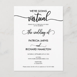 Wir werden eine virtuelle Online-Hochzeitseinladun Postkarte