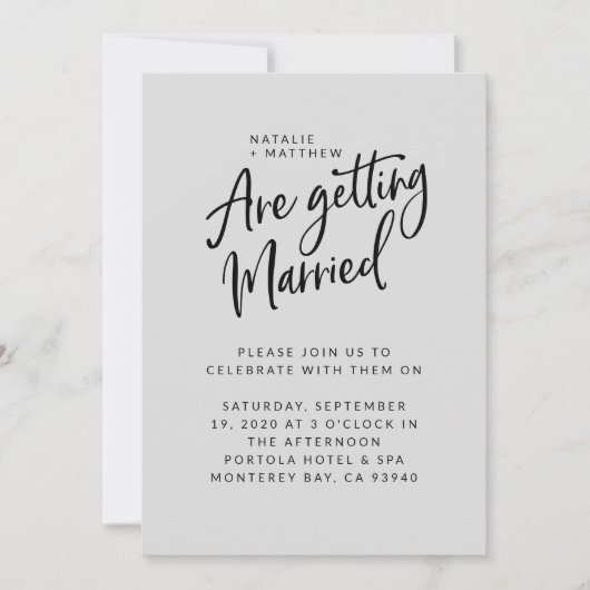 Wir werden heiraten Skript Hochzeit Einladung (Vorderseite)
