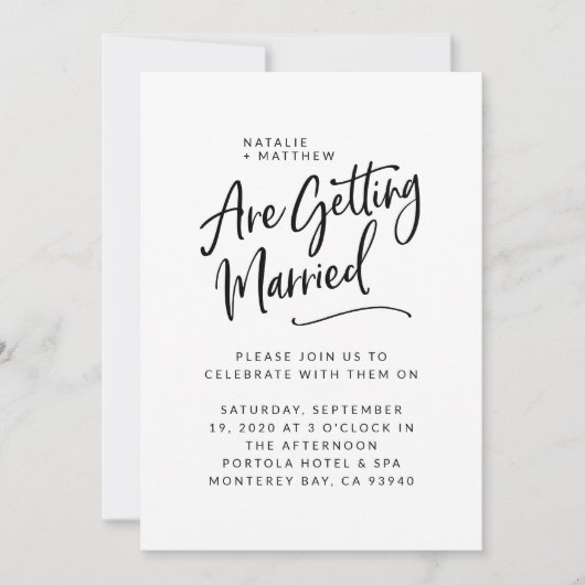 Wir werden heiraten Skript Hochzeit Einladung (Vorderseite)