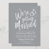 Wir werden nach Hochzeit heiraten, Pewter grau Einladung (Vorne/Hinten)