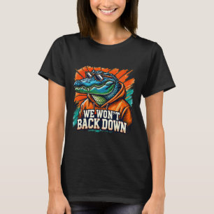 Wir werden nicht blau und orange Gator weiß zurück T-Shirt