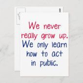 Wir werden nie wirklich erwachsen postkarte (Vorne/Hinten)