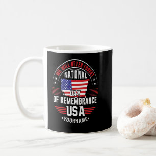 Wir werden niemals den Nationalfeiertag der Erinne Kaffeetasse