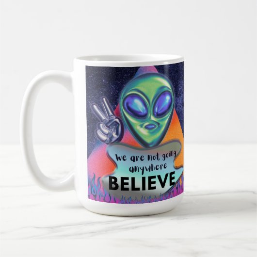 Wir werden nirgendwo glauben kaffeetasse (Links)