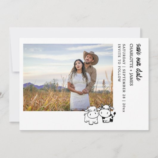 Wir werden sagen, ich Moo Country Kuh angesehen Save The Date (Vorderseite)