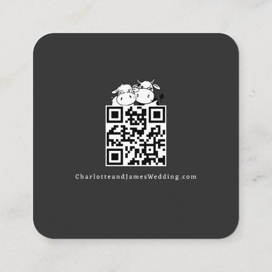 Wir werden sagen, ich moo Kuh Hochzeit QR-Code Begleitkarte (Rückseite)